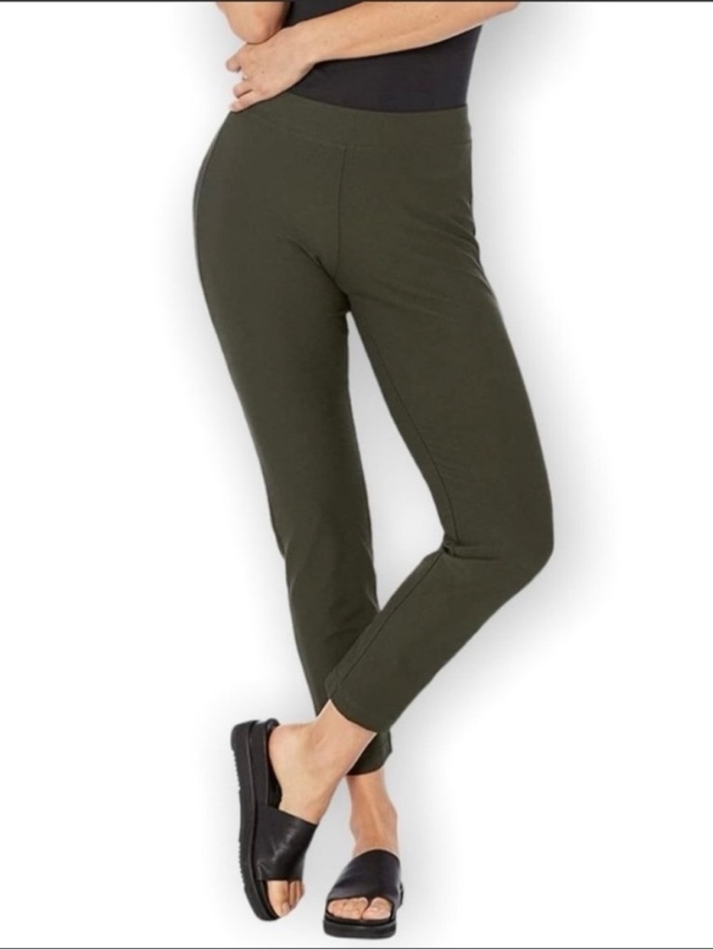 Eileen Fisher Ponte Knit Ankle Pants Elastic Waist Pull On Casual Women's S